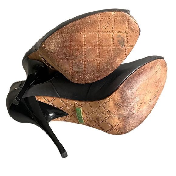 𝅺L.A.M.B by Gwen Stefani Leather Peep Toe High Heel Ankle Boots Grey 10 - Picture 11 of 11